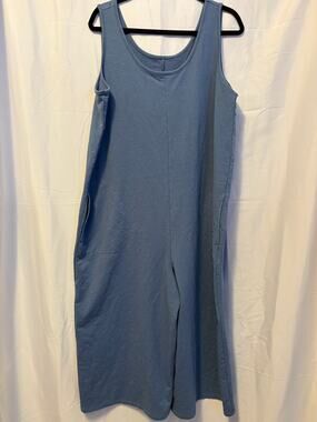 Any Body Lounge Beach Cropped Jumpsuit Blue Sz L